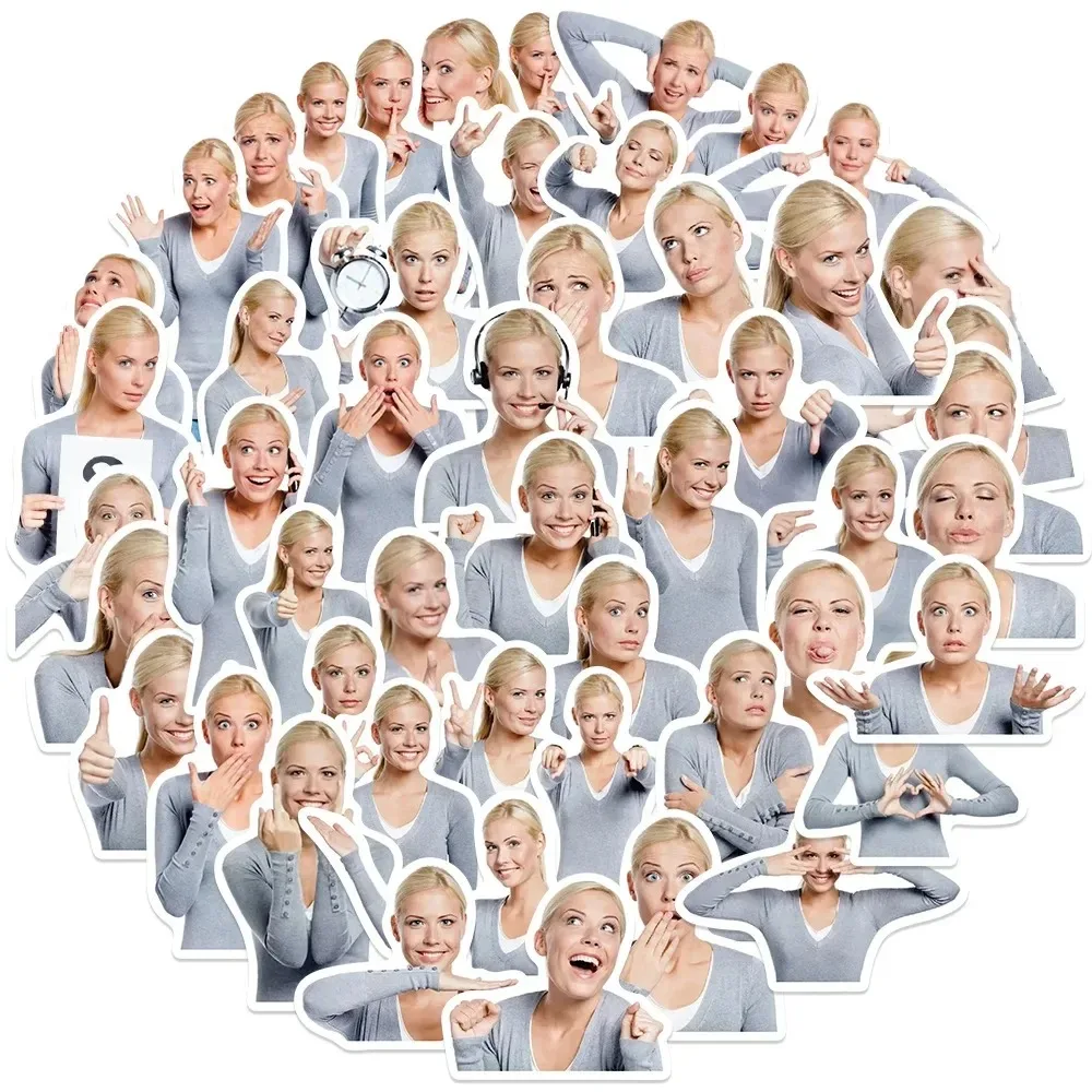 50 Stück Lustige Meme-Aufkleber mit blonden Frauen, Graffiti PVC Wasserfeste Sticker für Computer, Notizbuch, Schreibwaren, DIY-Spielzeug, Geheimnisse