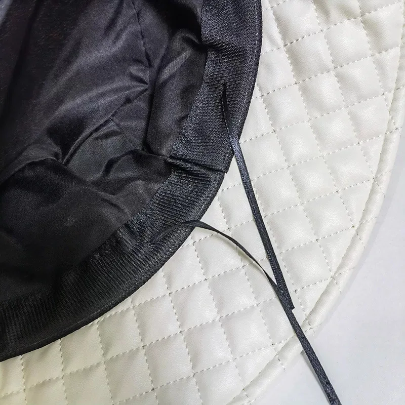 New Women Autumn Winter Solid Color Versatile Rhombus Fisherman Hat Korean Style Outdoor Warm Cold-Proof Fashionable Bucket Cap 6