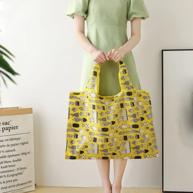 Shopping Bag Flower Animal Pattern Foldable Fabric Cute Tote Eco Fiendly Shopper Large Reusable Shopping Grocery Bags