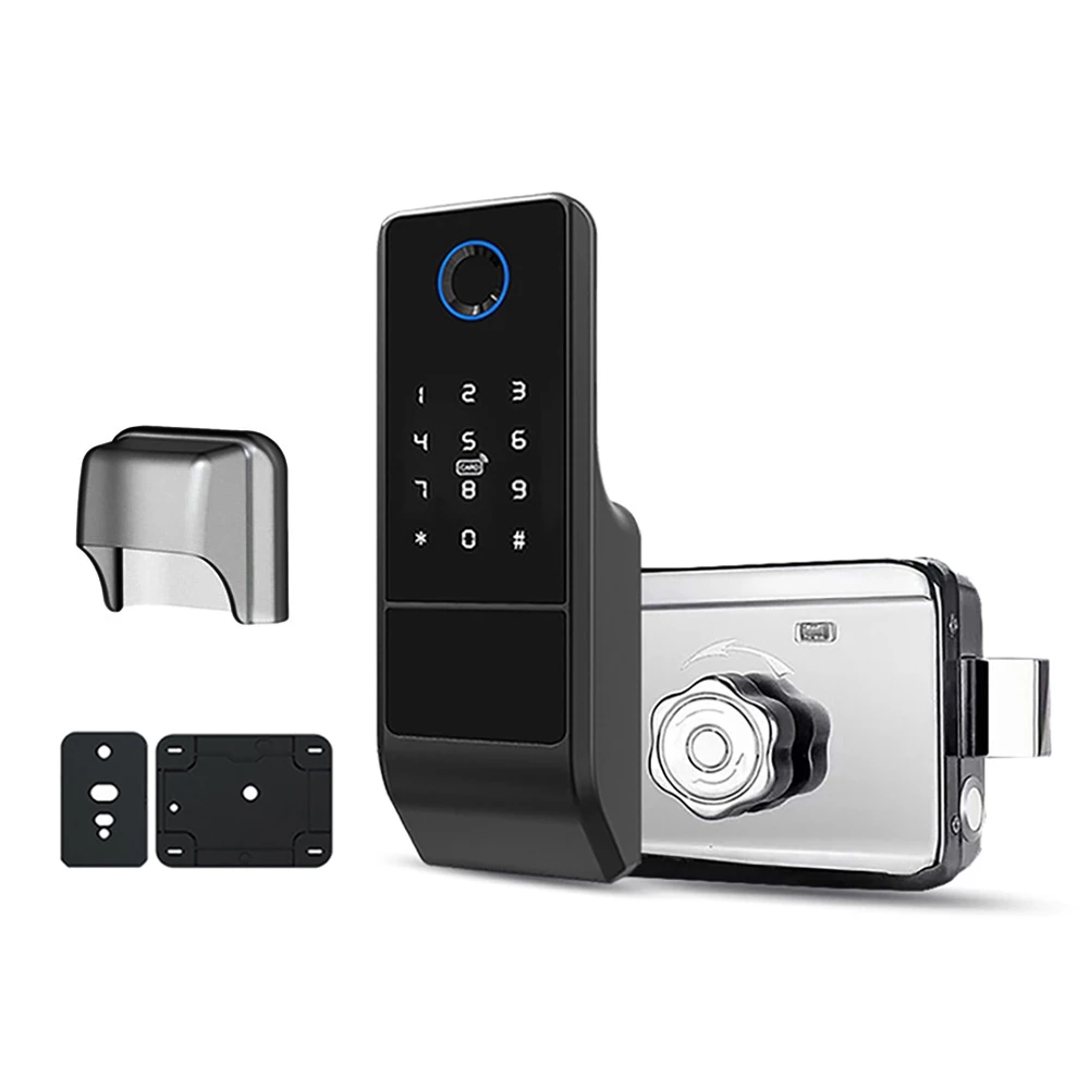 

ABMF-Waterproof Tuya Wifi Smart Door Lock Digital Password Double Fingerprint Electronic Rim Lock For Outdoor Iron Gate Door