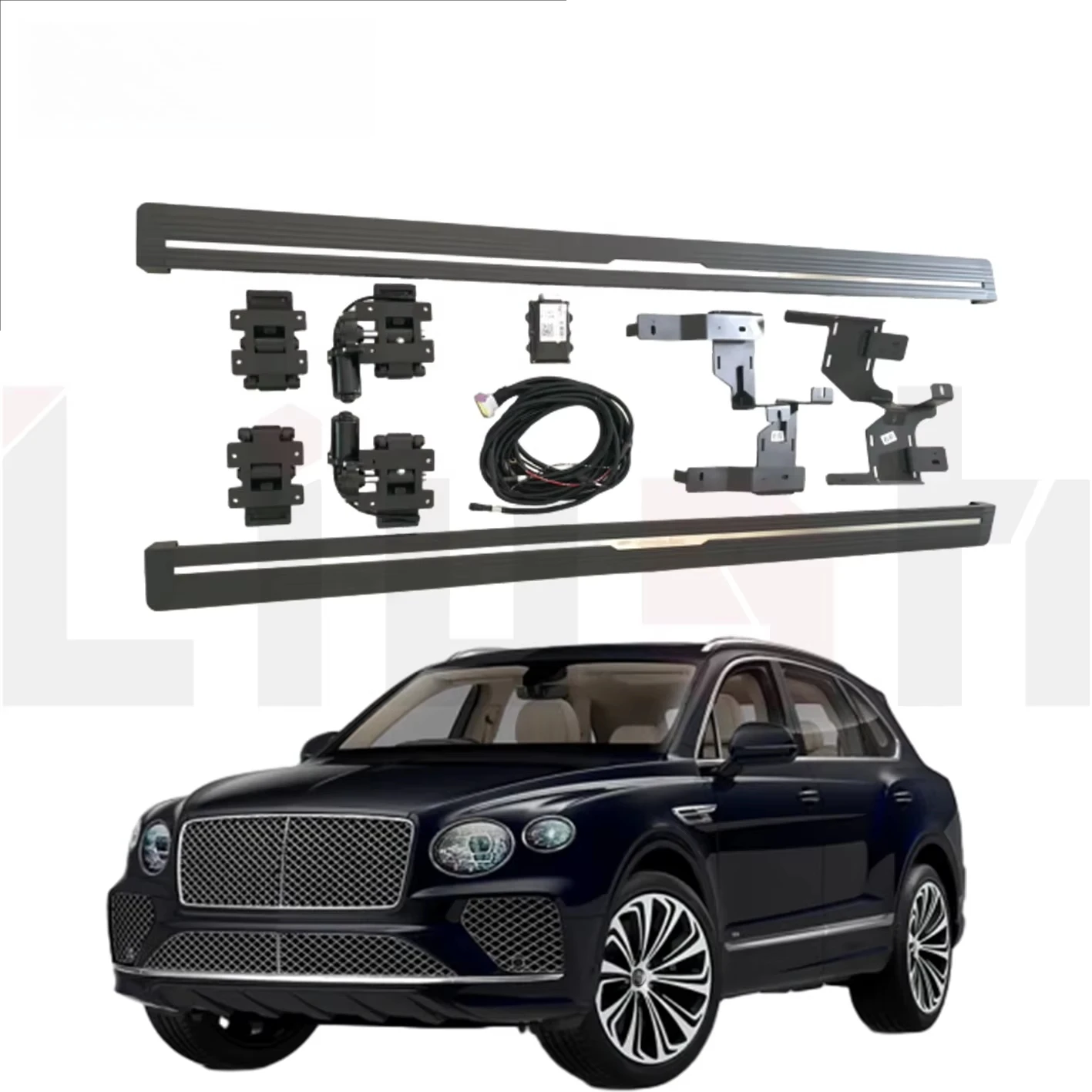 

Алюминиевая автоматическая боковая педаль, простая установка, матовая черная отделка, электрическая подножка, боковые ступеньки для 2025 Bentayga