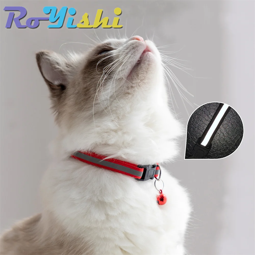 2Pcs/Pack 12 Colors Reflective Adjustable Cats And Small Dogs Collars With Bells Pet Supplies