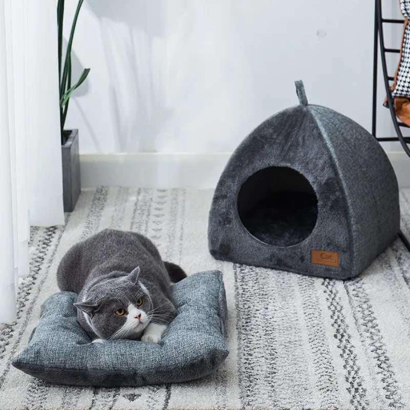 New Triangle Cat Nest Closed Cat House Pet Nest Warmth Thickened Deep Sleep Dog  Nest Pet Supplies Cat Dog Nest Warmth Thickened