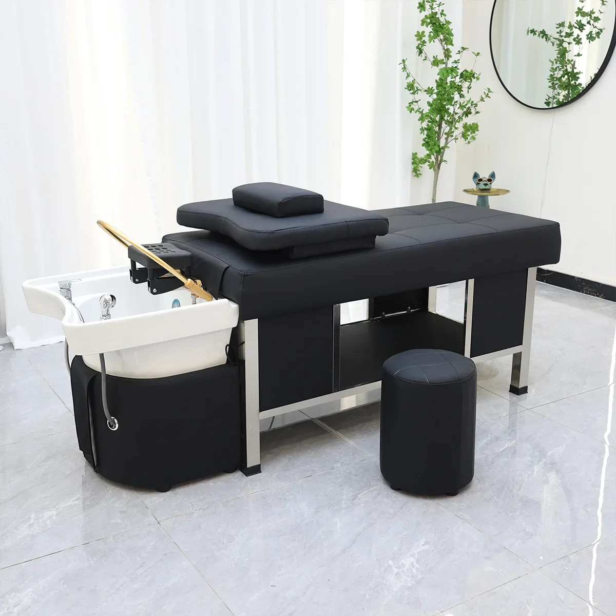 

Professional Salon Shampoo Chair with Synthetic Leather Hair Washing and Massage Ready for Shipping for Spa and Hair Basin Bed