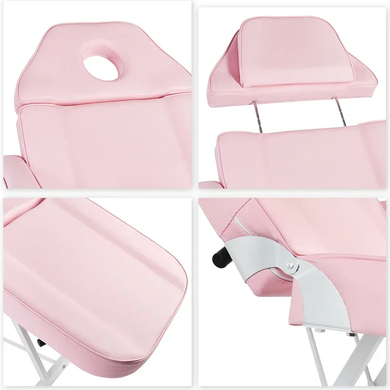 Portable Collapsible Salon Beds Beauty Salon Furniture Massage Tables Clinics Tattoo Eyelash Beds Pink Salon Spa Beauty Beds