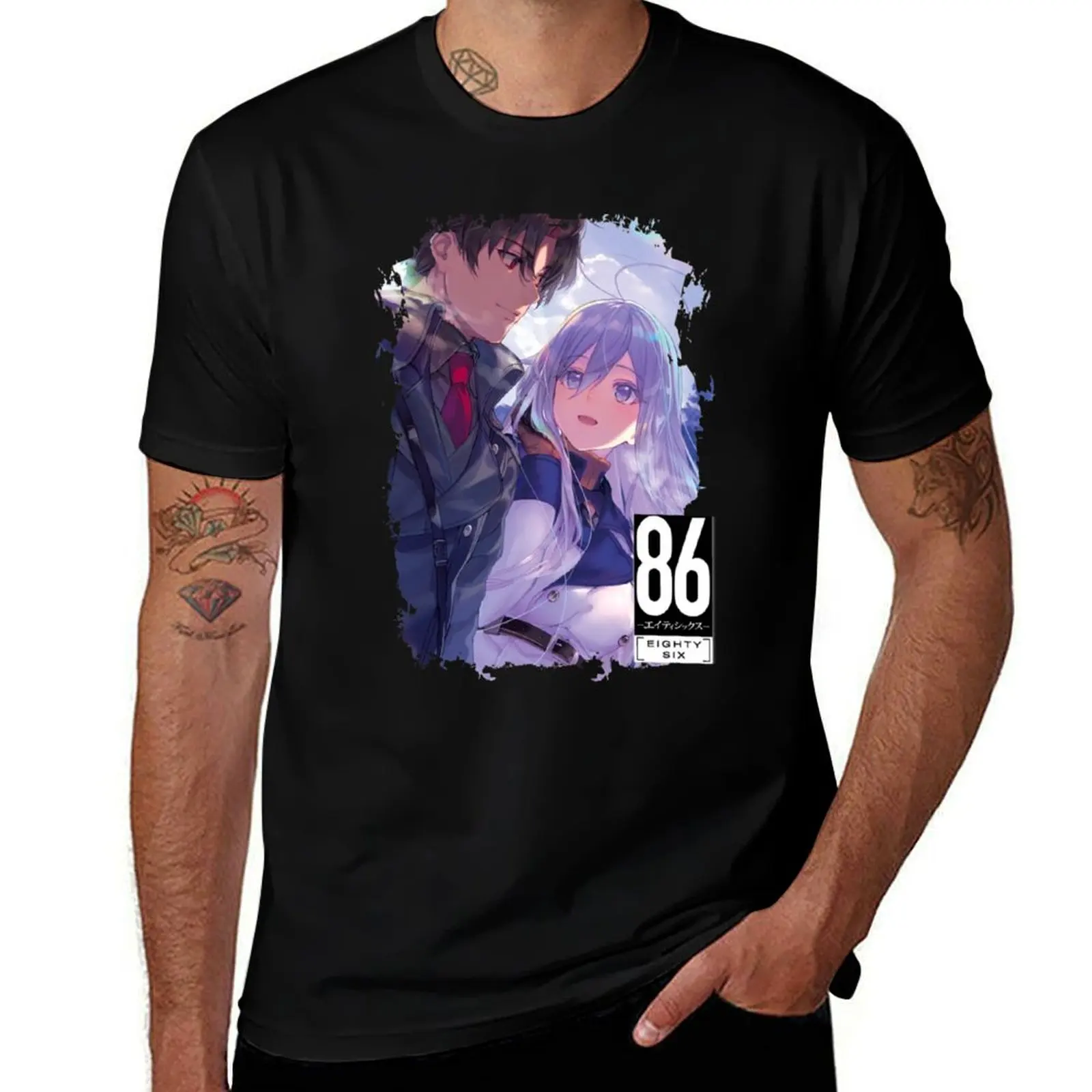 

Shinei Nozen and Anju Emma 86 Eighty Six T-Shirt black cotton t-shirt plain for man package t shirt man plain T-Shirt