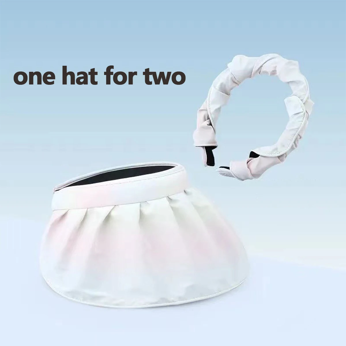 Summer Sunshade Hat Gradient Color Hollow Top Shell Sun Hat UV Protection Sun Hat Female Black Glue Big Eaves