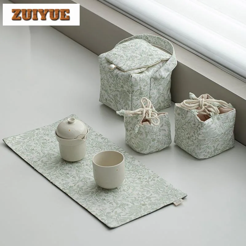 Handmade Brocade Fabric Tea Cozies Japanese Insulated Teapot Tea Cozy for Teapot Hand Bag Travel Tea Set Bag Cha Supplies Craft