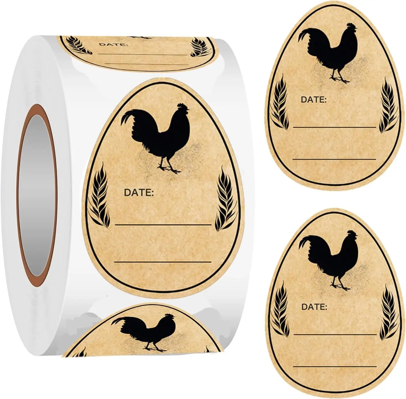 

500 Egg Date Stickers for Fresh Farm Eggs - Brown Kraft Unwashed Egg Carton Labels Market Egg Handling Tag Egg Labels Perfect