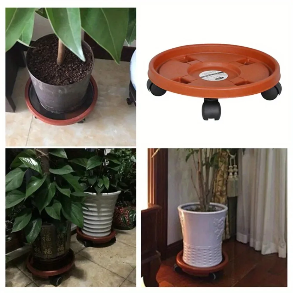 New Movable Rolling Flower Pot Rack with Universal Wheel Potted Plant Plant Stand Water Receiving Gardening Flower Pot Tray
