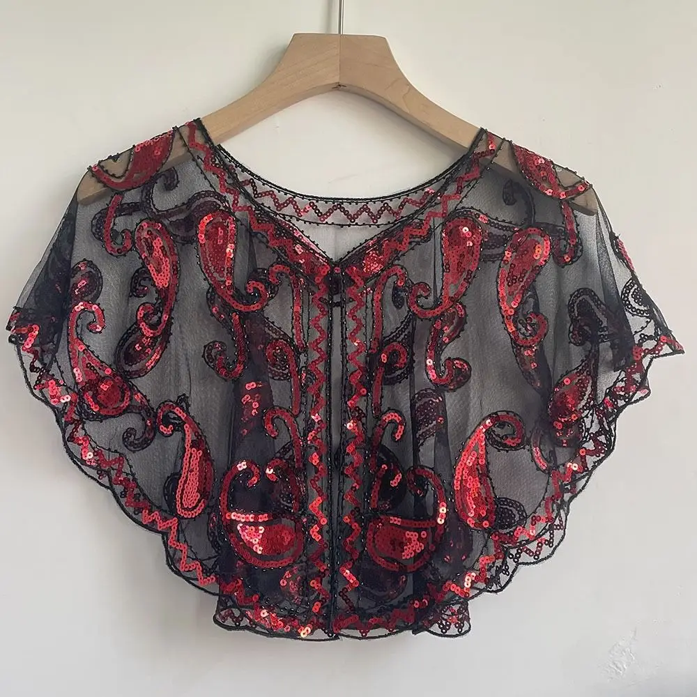 

Пальто-пончо с блестками в стиле ретро, вышивка, блестящие блестки, шали с кисточками, тема 1920-х годов, ажурная шаль-хлопушка