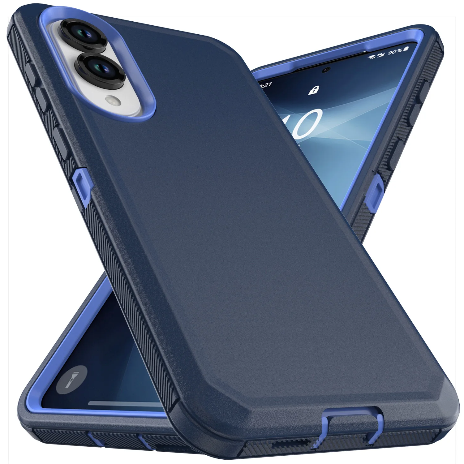 حافظة لهاتف سامسونج جالاكسي S25 إيدج باللون الأزرق الداكن شديدة التحمل ومضادة للصدمات وغطاء صلب متين هجين مكون من 3 طبقات #1