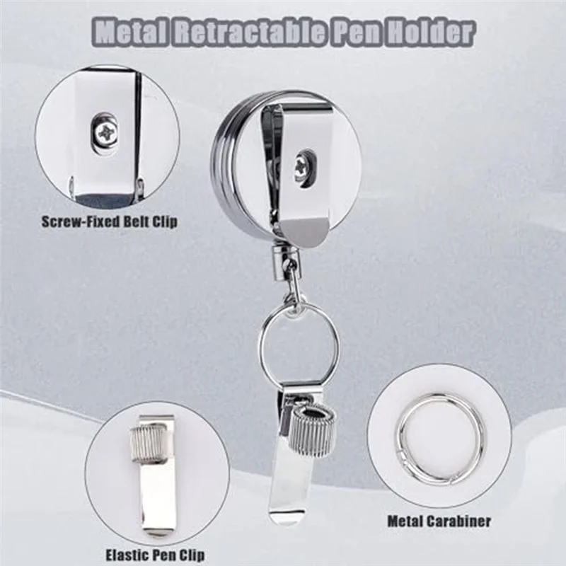 ABFN-2 шт. выдвижной держатель для ручек, брелок для ручки с катушкой для значка, брелок с зажимом для ремня и брелок для ключей для медсестер, учителей, официанток, прочный