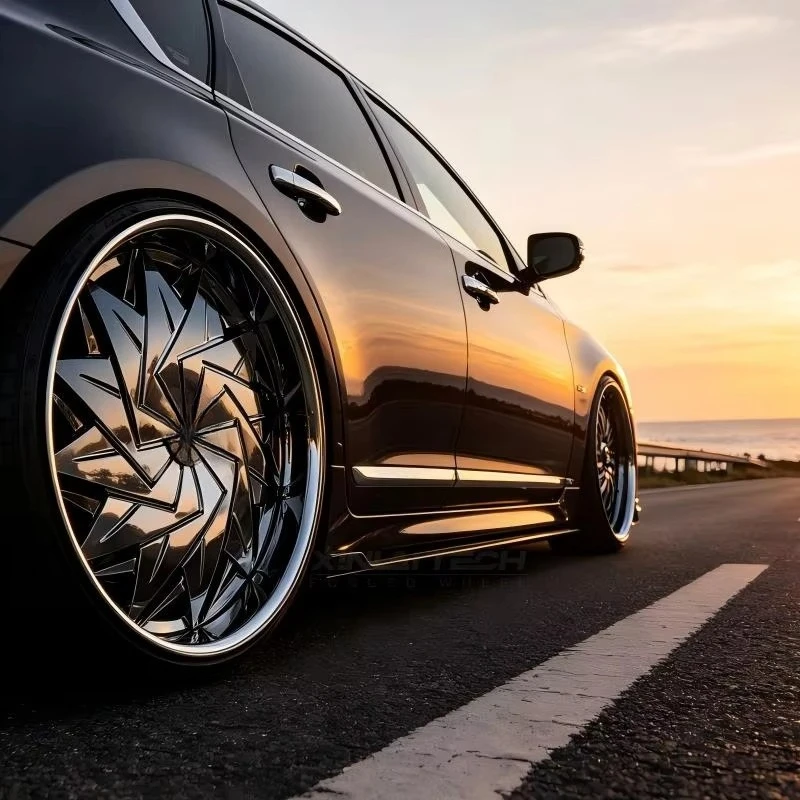 XINLAI Custom Forged Wheels 20 21 Inch 5x114.3 Cyclone Gloss Black Floating Spoke Lip Rims for