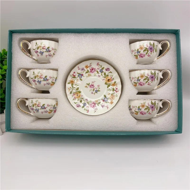 

Exquisite Espresso Cup with High Aesthetic Value Afternoon Tea with 6 Cups and 6 Plates European Ceramic Gift Box Set