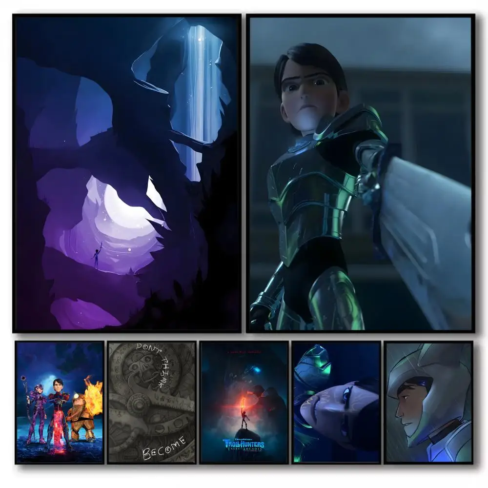Póster de T-Trollhunters T-Tales Of A-Arcadia, arte de pared adhesivo, impresión impermeable, decoración estética para el hogar, sala de estar y la cama