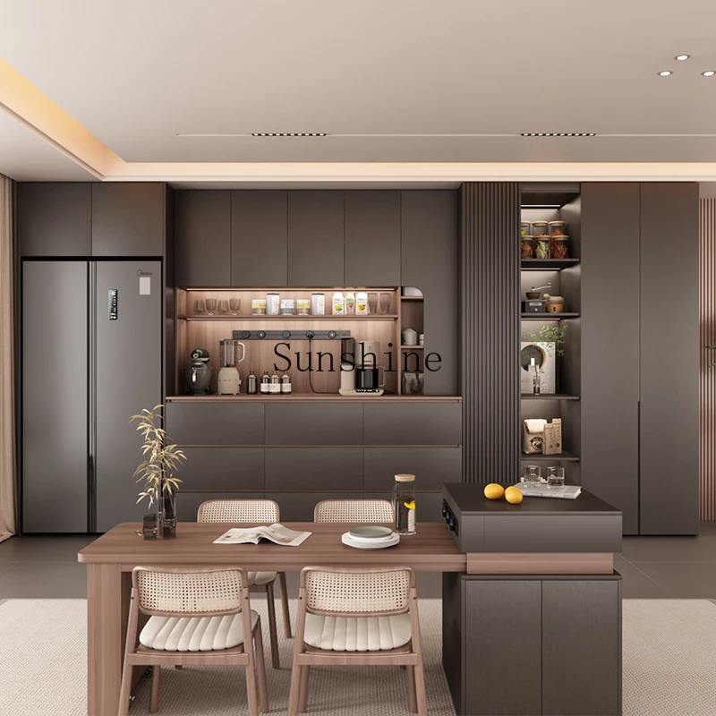 

Modern simple solid wood dining side cabinet shoe cabinet integrated light luxury advanced storage multi-functional combination