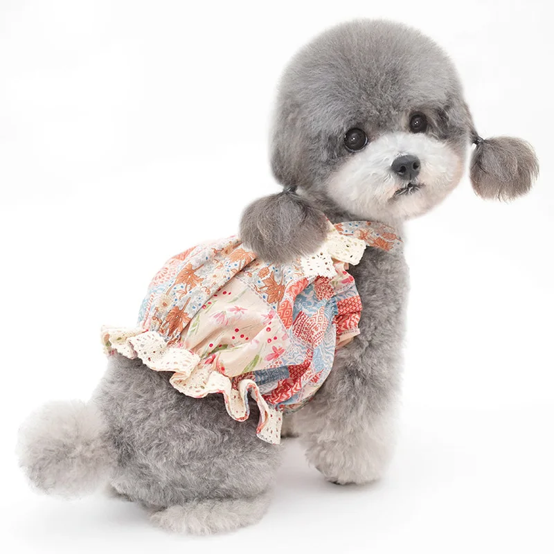 

Luxury Girl Dog Lantern Dress Party Wedding Dog Shirt Cute Puppy Skirt Summer Spring Dog Apparel for Small Media Dogs Teddy
