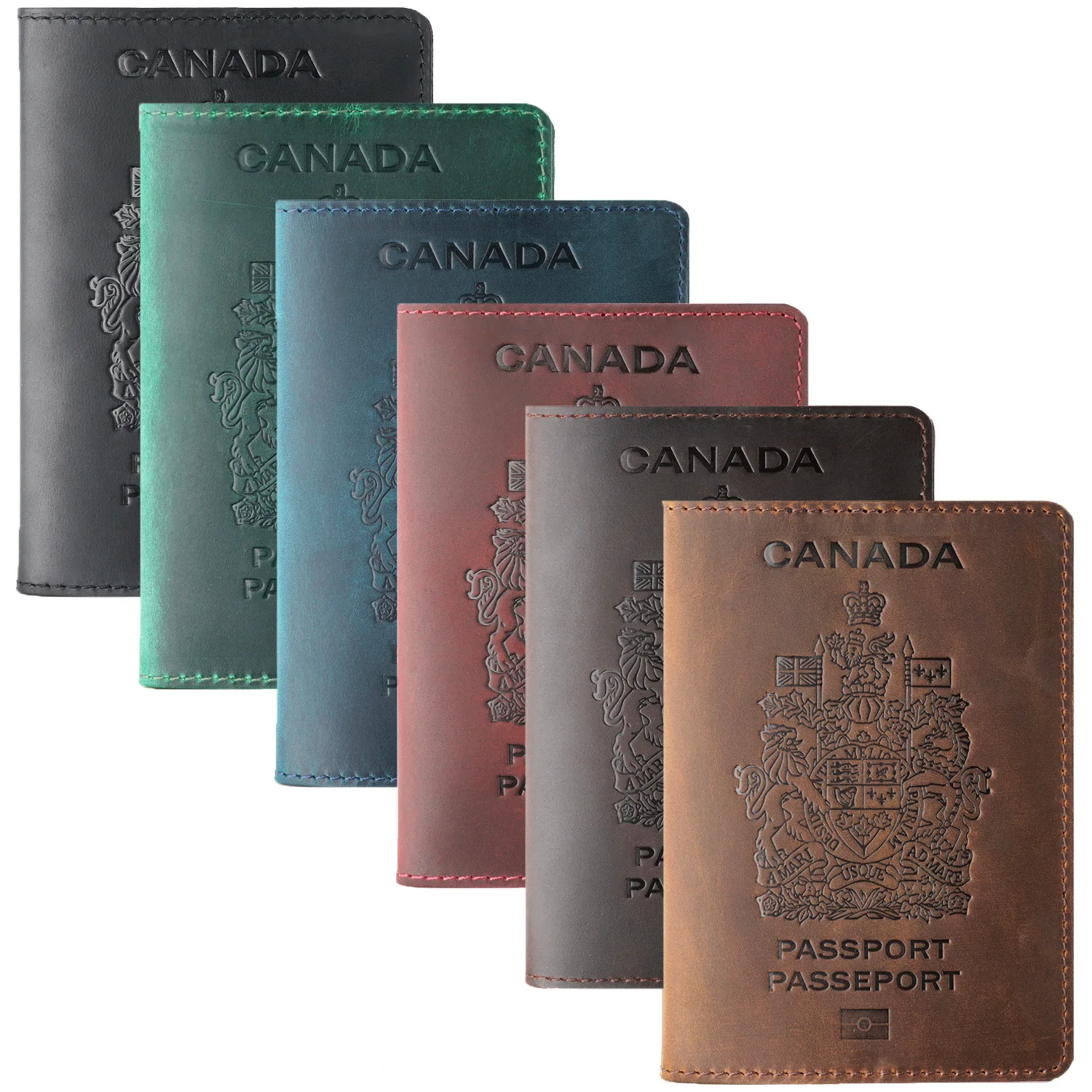 Canadian Passport Holder Document Holder Layer Cowhide Vintage Boarding Card Leather Wallet Card Bag