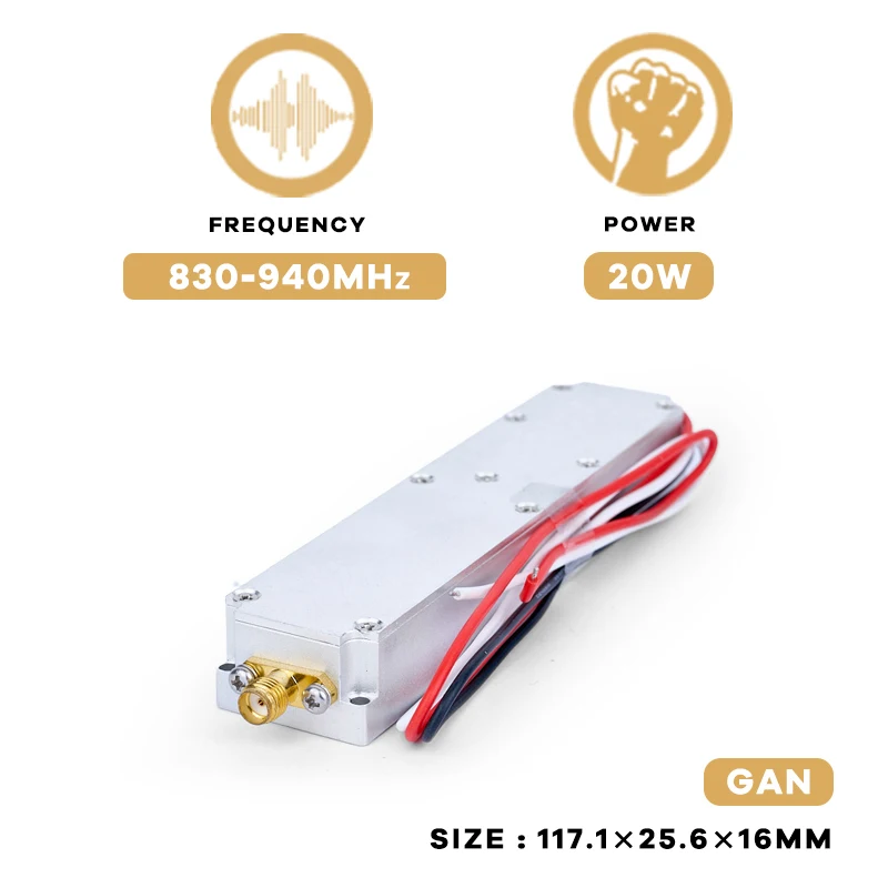 Fpv-ドローンモジュール,ハミングおよびシールドデバイス,パワーアンプ,C-UAS,信号遮断,830-940mhz,20w