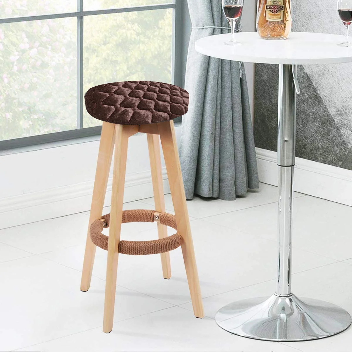 

Washable Elastic Chair Cover Removable Stool Protector Easy Install Pure Color for Home Office Store Use