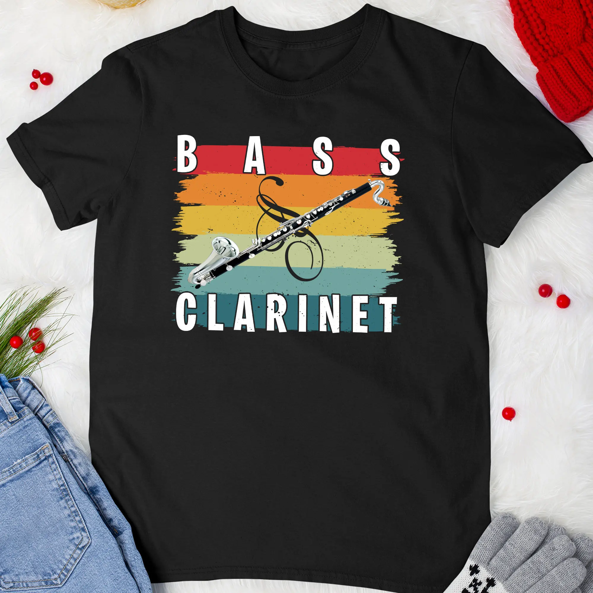 Bass Clarinetist T Shirt Retro Vintage Clarinet Player Lover Jazz Musician For