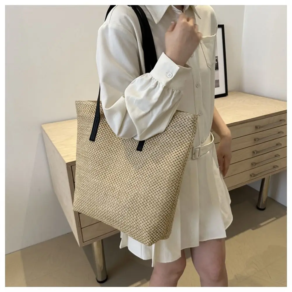 Sac à Main en Paille de Rotin Tressé à la Main de Grande Capacité, Mignon, Tissé, pour Femme