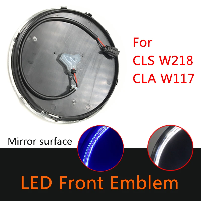 18.6cm LED Grill Lights For  Front Emblem Logo Light Grille Badge Mirror CLA C117 CLS W218 Accessories Blue and White