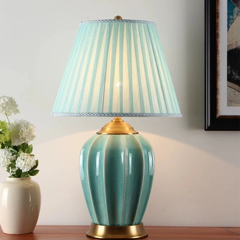 American Luxury Floor Lamps Ceramics Standing Light Living Room Bedroom Hotel Lobby Background