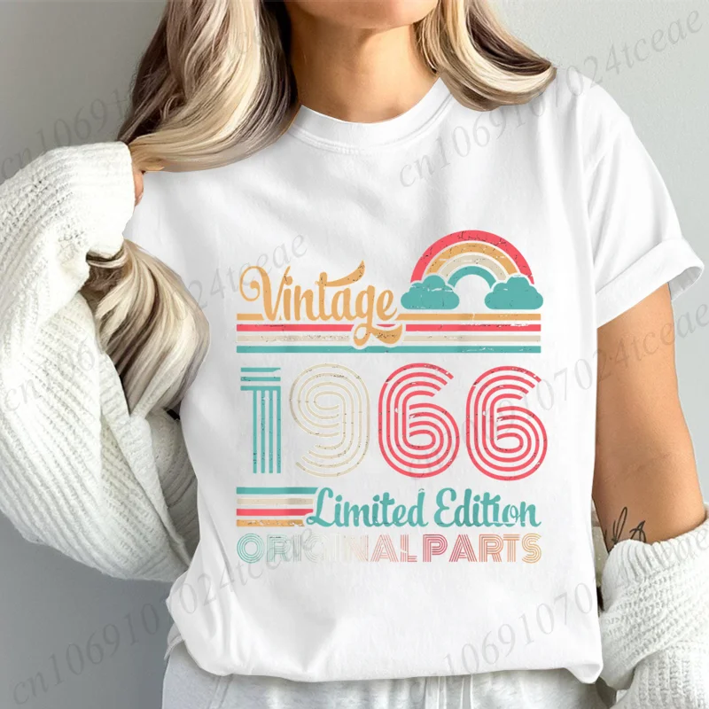 Stylish Women T-Shirts Casual Summer Fashion Top Vintage 1966 Ltd Edition Original Parts 60 Years My Birthday Print Women's Tees