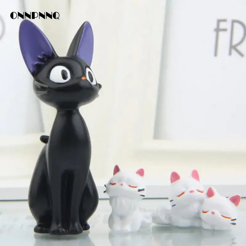 Cartoon Resin Kawaii White Cat Black Cat Miniatus Figurine Animal Gigi Diy Micro Landscape Desktop Decor Home Decoration