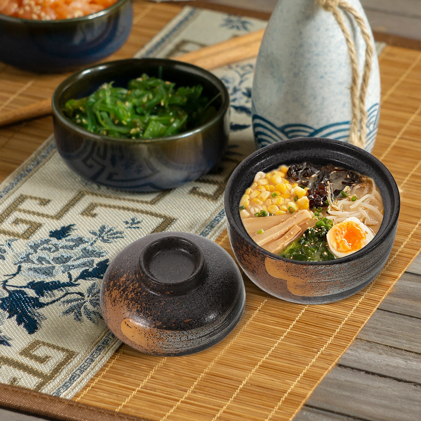 

Ceramic Soup Bowl with Lid Chinese Bowls Japanese Ramen Bird's Nest Dining Ceramics