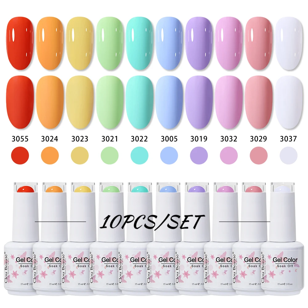 Clou Beaute, 10 Uds., juego de Esmalte de Gel colorido, Color desnudo, rojo, rosa, marrón, Esmalte de Gel semipermanente, Kit de manicura Vernis para decoración de uñas