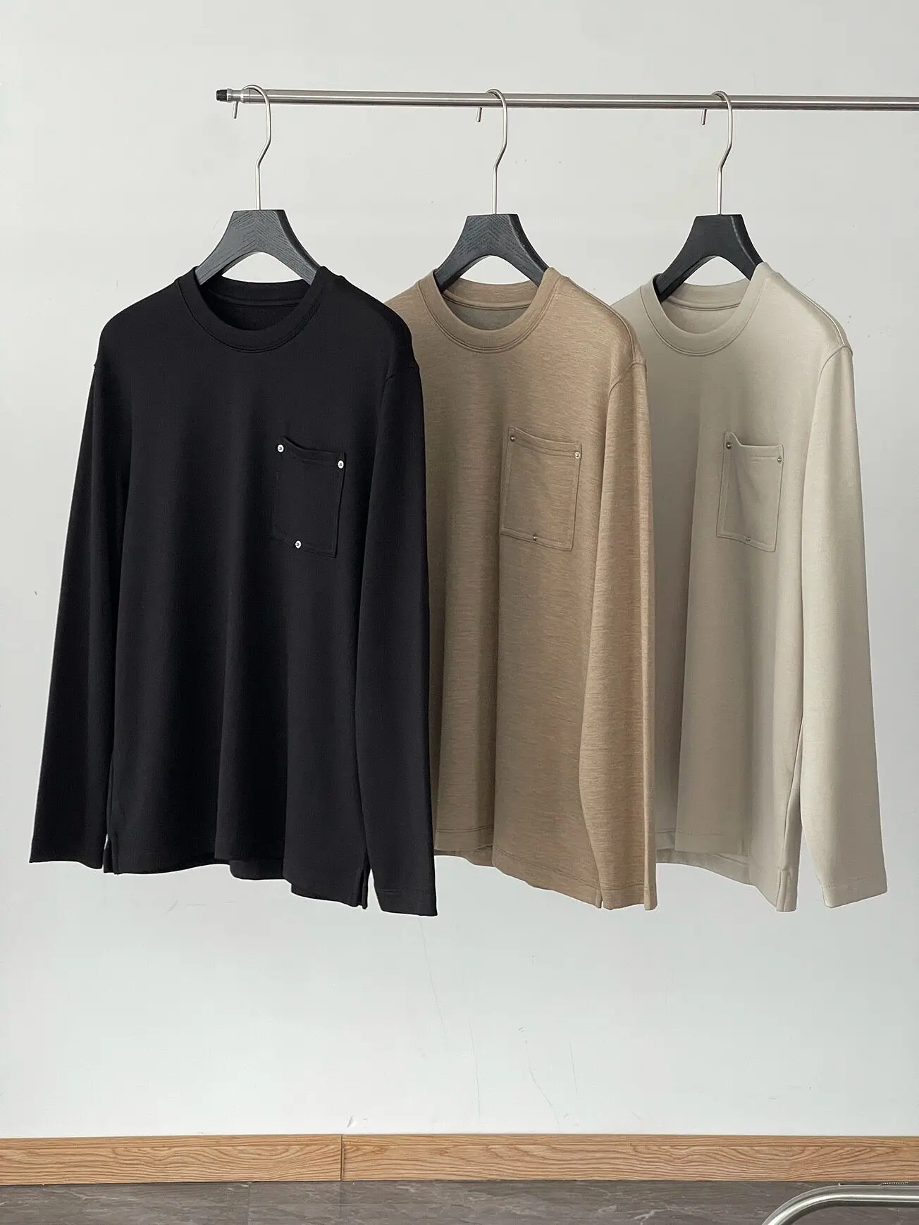 New casual and comfortable double-layer composite craft long sleeved T-shirt