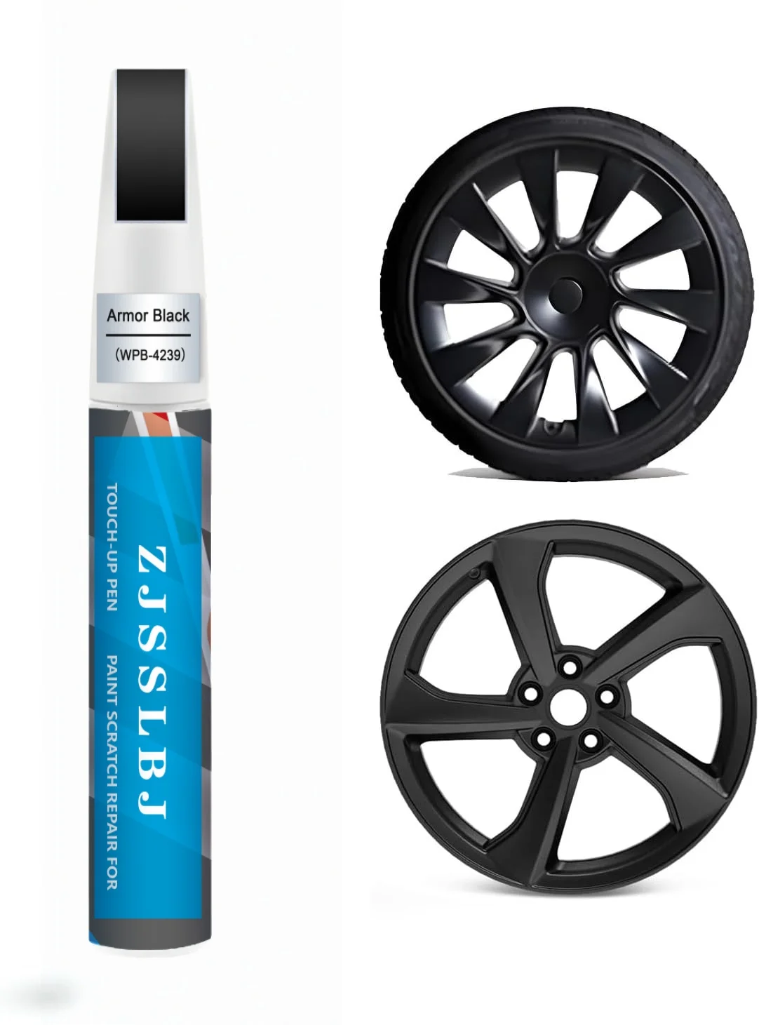 

Rim Touch Up Paint(Matte Black) for Tesla Model Y 20'' Induction Wheel/19’’ Crossflow Wheel, Curb Rash Repair Rim Scratch Repa