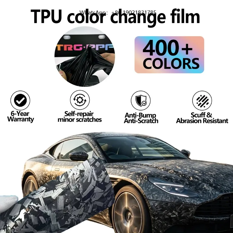 TRG wholesale carbon silver car film TPU PPF 1.52 * 15m high quality color-changing car vinyl film TPU color PPF
