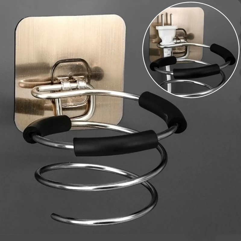 New Spiral Wall Mounted Hair Dryer Storage Organizer Rack Holder Hanger Using In Bathroom Salon Stylist Tool Drier Organize