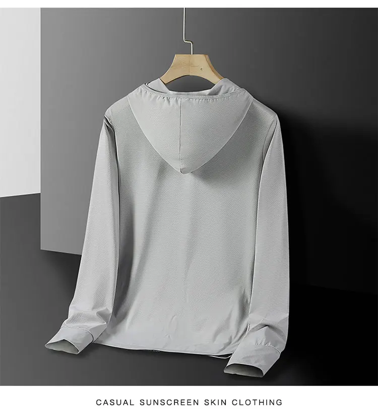 Sommer-Laufjacke für Herren und Damen – leichter Sonnenschutzmantel, UV-Kapuzen-Sport-Windjacke, atmungsaktive, schnell trocknende Passform – Detail 12
