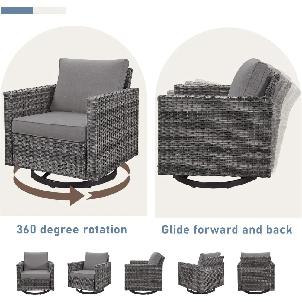 Outdoor Swivel Rcoker Chairs：Swivel Patio Chairs Set of 2 Wicker Chairs Wicker Patio Furniture Sets