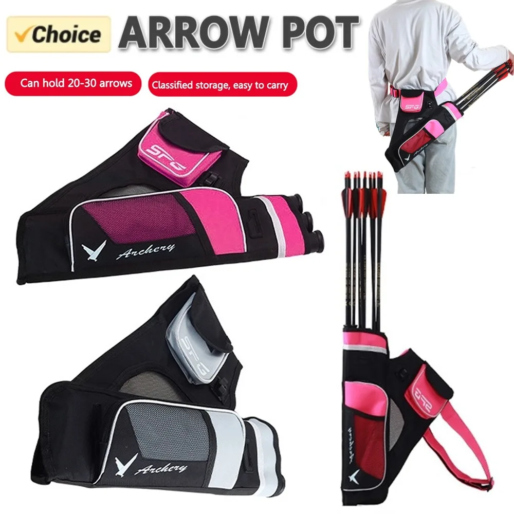 Archery Arrow Bag 3 Tubes Adjustable Strap Shoulder Waist Holder Bag for Hunting Archery Arrow Storage Bag for Archer