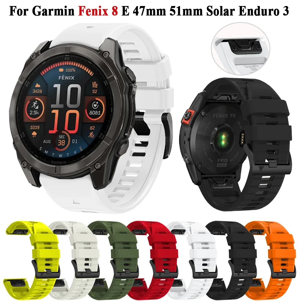 Quick Release 22 26mm Watch Band For Garmin Fenix 8 E Fenix8 47mm 51mm / Enduro 3 2 / Epix Pro GEN Sports Silicone Strap Correa