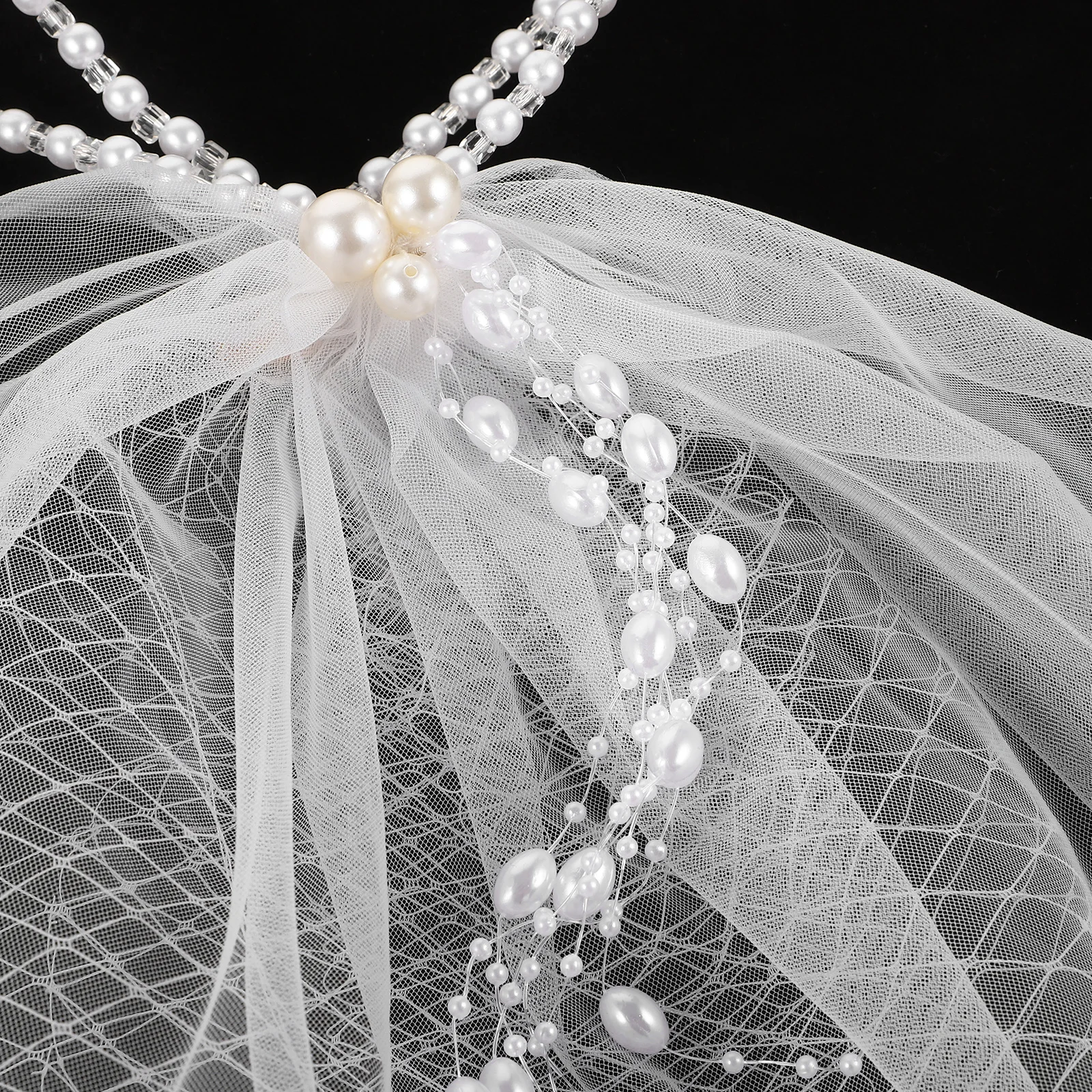 

Elegant Gauze Bridal Veil Pearl Wedding Headwear Charming Mesh Decor Bride Veil for Wedding Veils for Brides Bride Headdress