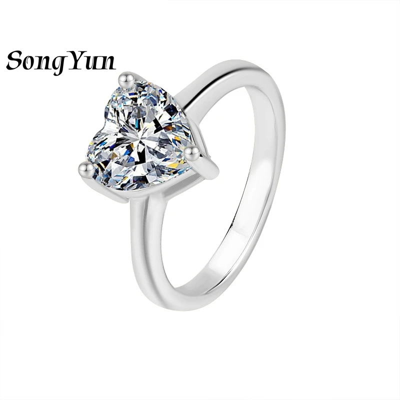

SONGYUN Brand Jewelry 925 Sterling Silver Ring Round Moissanite Christmas Ring for Mom 18K Gold Plated MST Patent Fine Rings