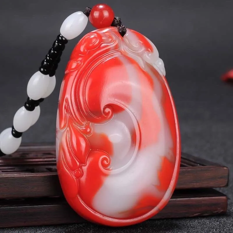 

Natural Chicken Blood Jade Ruyi Pendant Pendant Jade Pendant, Men's and Women's Necklace