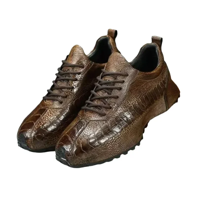 2026 New Arrival Fashion Ostrich Skin Causal Shoes Men, Male Genuine Leather Sneaker PDD733