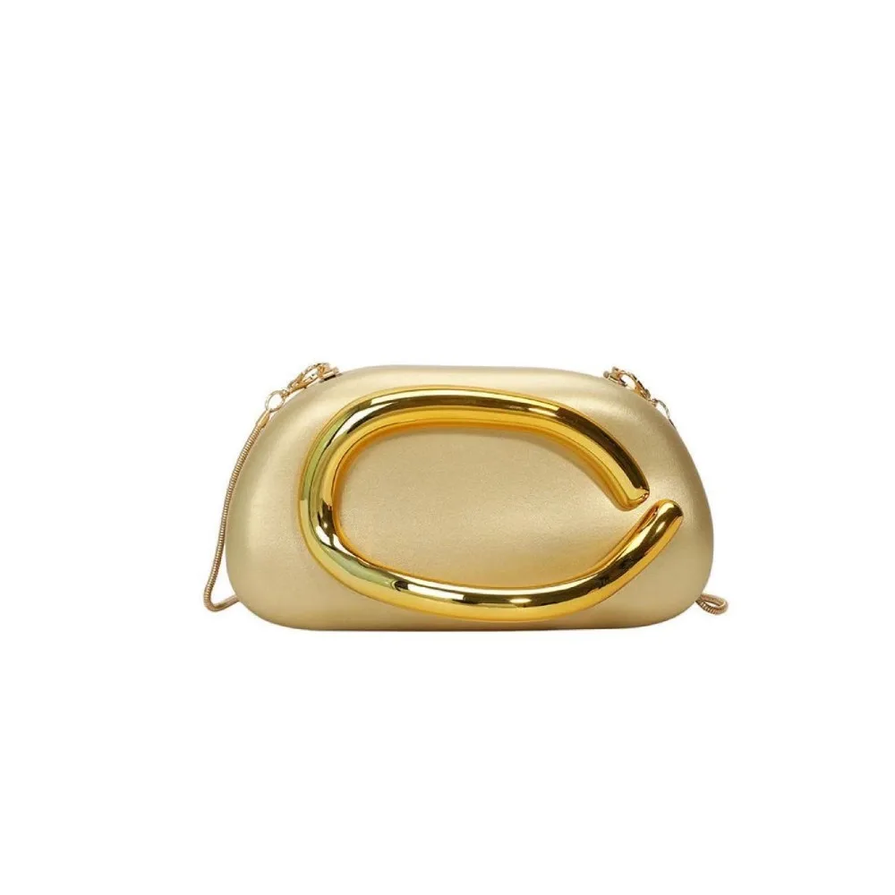 New Fashion Gold Metal Clasp Gift Box Handbag, Women's Evening Wedding Party Cute Tote Bag, Deep Red and Beige