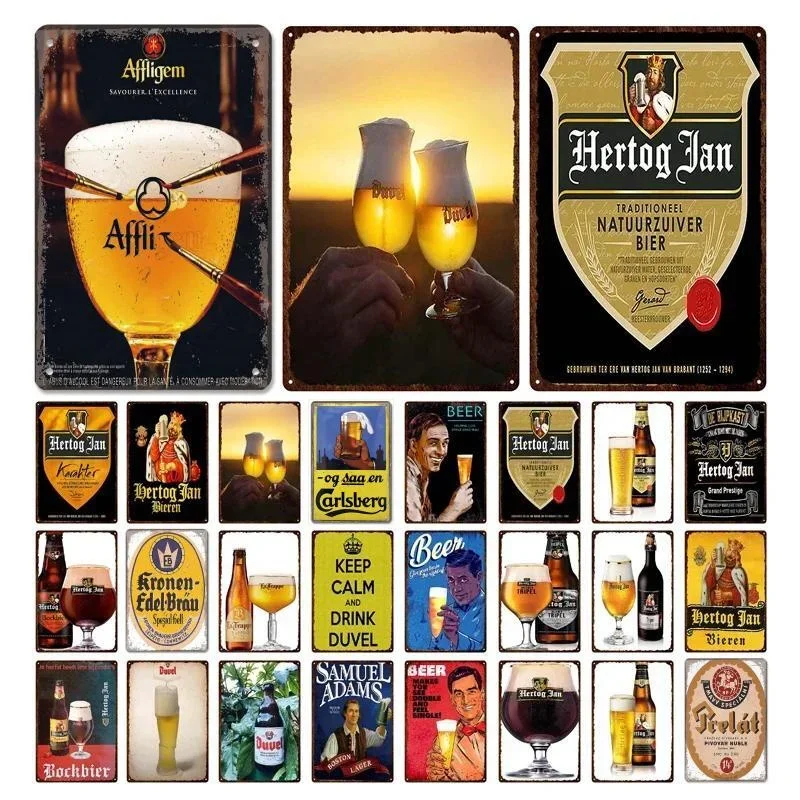 Famous Beer Brand Poster Metal Tin Sign Retro Belgian Dutch Beers Metal for Bar Pub Club Man Room Plaque Wall Art Decor