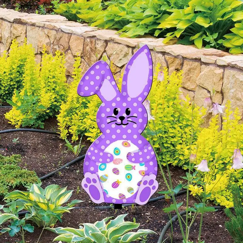 Easter Bunny Yard Signs With Stakes Outdoor Waterproof Decorative Colorful  Rabbits Acrylic Bunny Gnome Lawn Decor Supplies