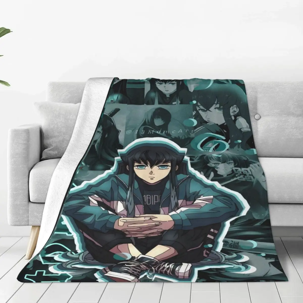 Muichiro Tokito Demon Slayer Durable Flannel Blanket - Easy Care Fleece Throw for Home Decor and Cozy Evenings with Family