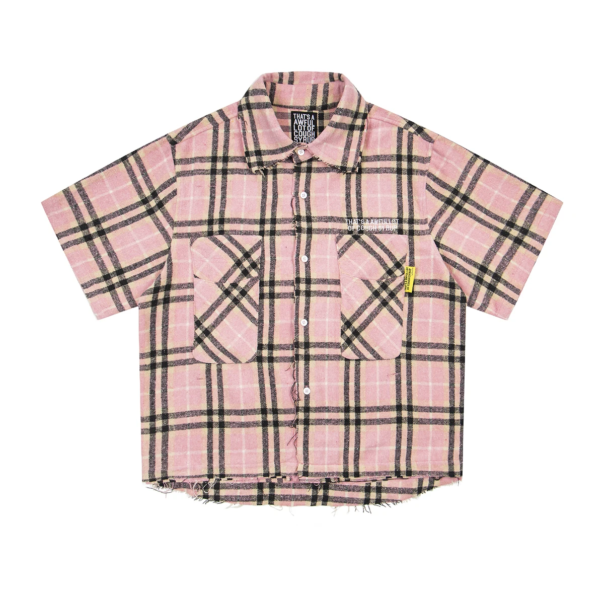 Color Match Letter Print Short Sleeve Plaid Shirt for Men Harajuku Patchwork Hip Hop Overalls Streetwear Loose Tops